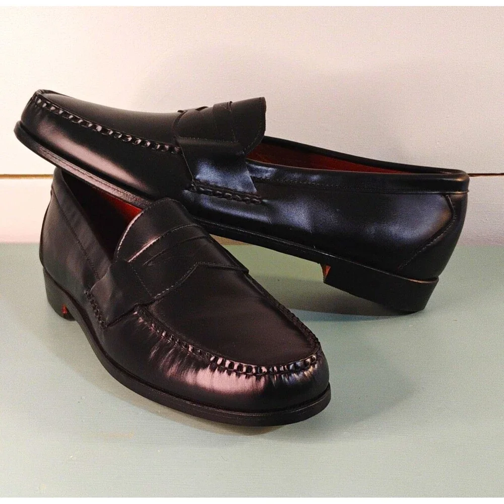 Allen Edmonds Men's Black Leather Penny Slip-On Dress Loafer Almond Toe 11.5B